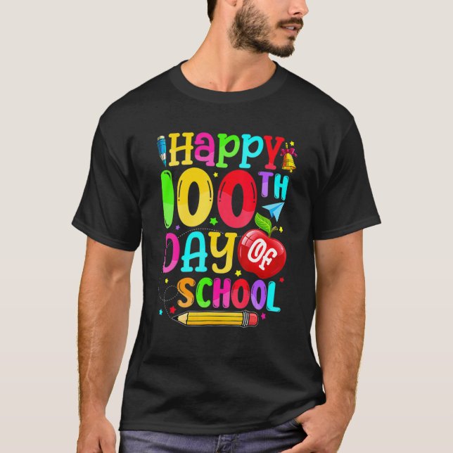 T-shirt Happy 100th Day Of School Teacher Boy Girl 100 Day (Devant)