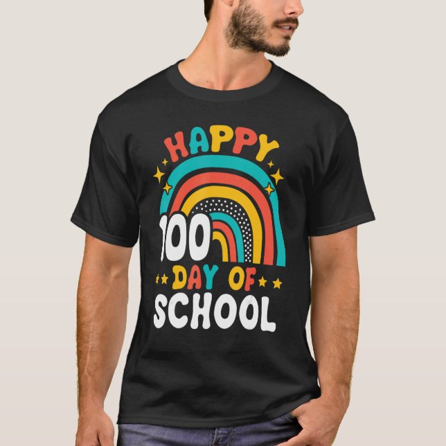 T-shirt Happy 100th Day Of School Teacher Kids 100 Days Ra (Devant)