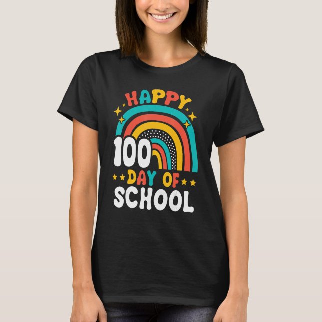 T-shirt Happy 100th Day Of School Teacher Kids 100 Days Ra (Devant)