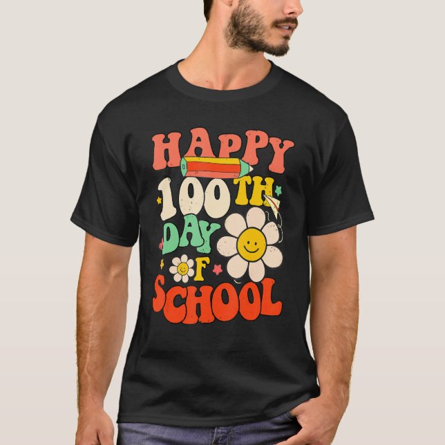 T-shirt Happy 100th Day Of School Teacher Kids 100 Days Re (Devant)