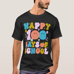 T-shirt Happy 100th Day Of School Teacher Kids Retro Groov