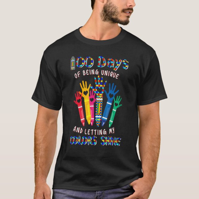T-shirt Happy 100th Days Of School Autism Awareness Teache (Devant)