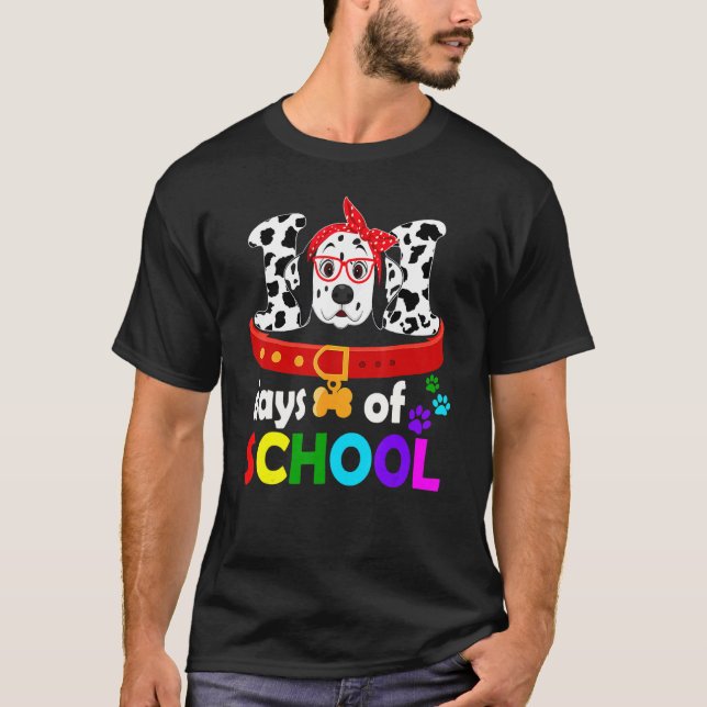 T-shirt Happy 101 Days School Cute Dog 100 Days Smarter St (Devant)