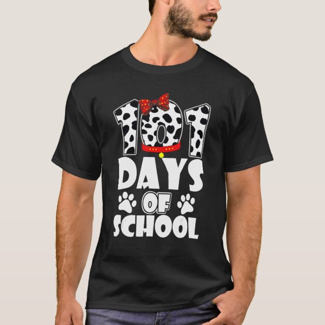 T-shirt Happy 101 Days School Dog 100 Days Smarter Student (Devant)