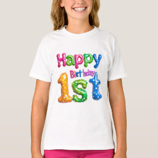T-shirt Happy 1st Birthday – Colorful Balloon Design 
