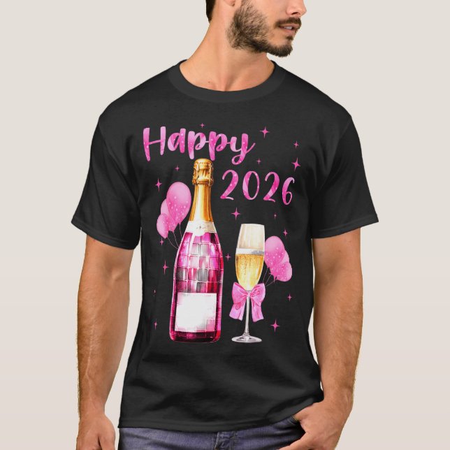 T-shirt Happy 2026 Cheers To A New Year 2026 Champagne Coq (Devant)