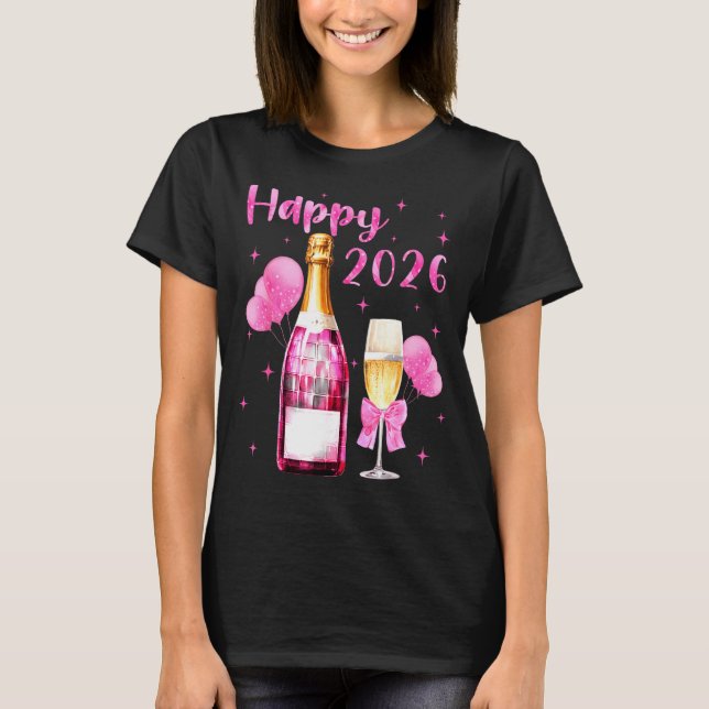 T-shirt Happy 2026 Cheers To A New Year 2026 Champagne Coq (Devant)