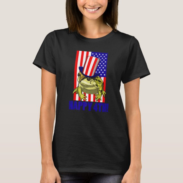 T-shirt Happy 4Th American Flag Frog  Women Frog Love  1 (Devant)