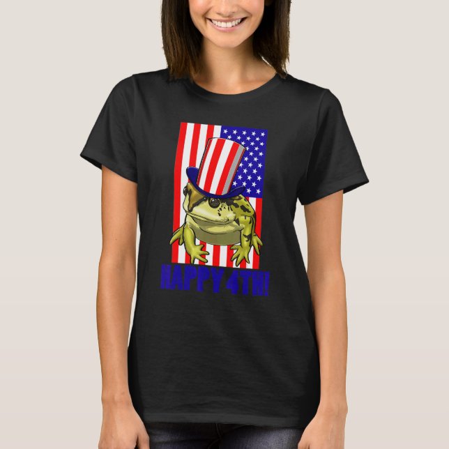 T-shirt Happy 4Th American Flag Frog  Women Frog Love 2 (Devant)