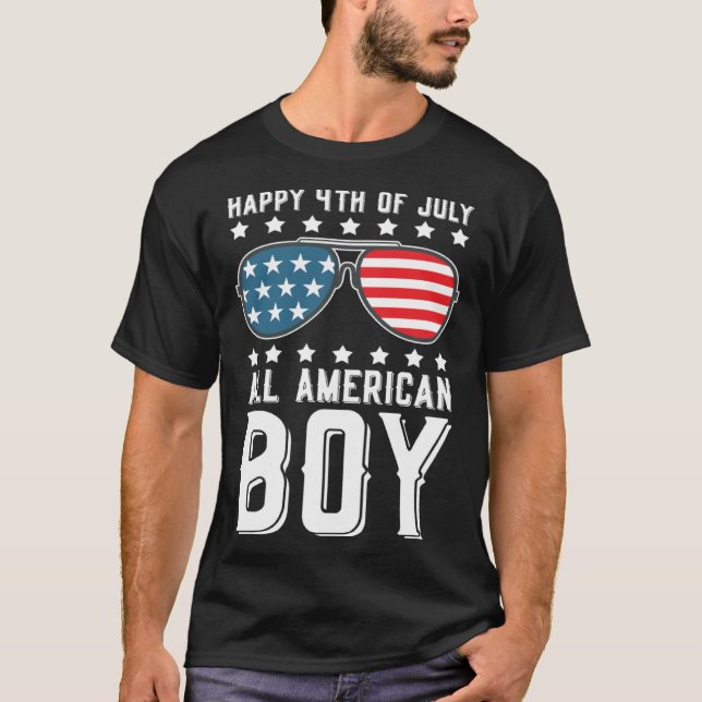 T-shirt Happy 4th of July All American Boy (Devant)