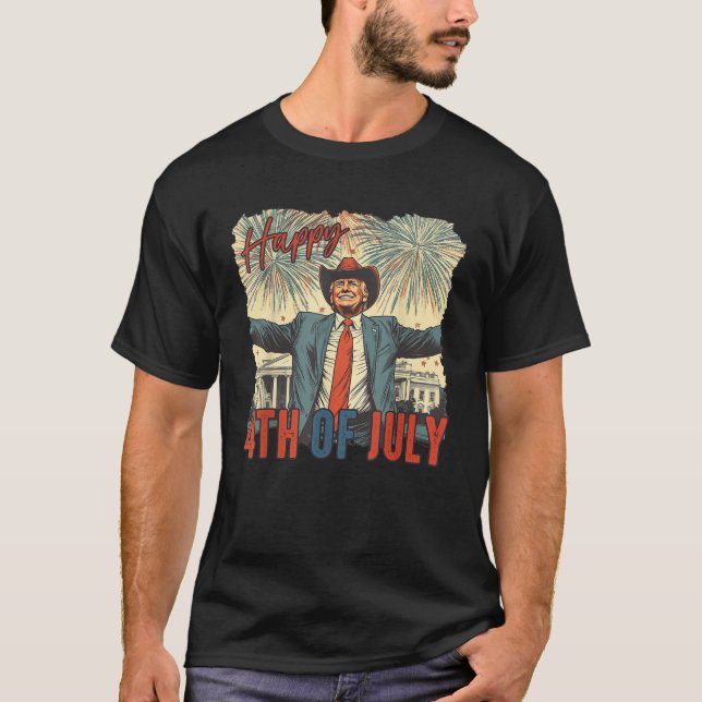 T-shirt Happy 4th Of July Trump Independence Day  (Devant)