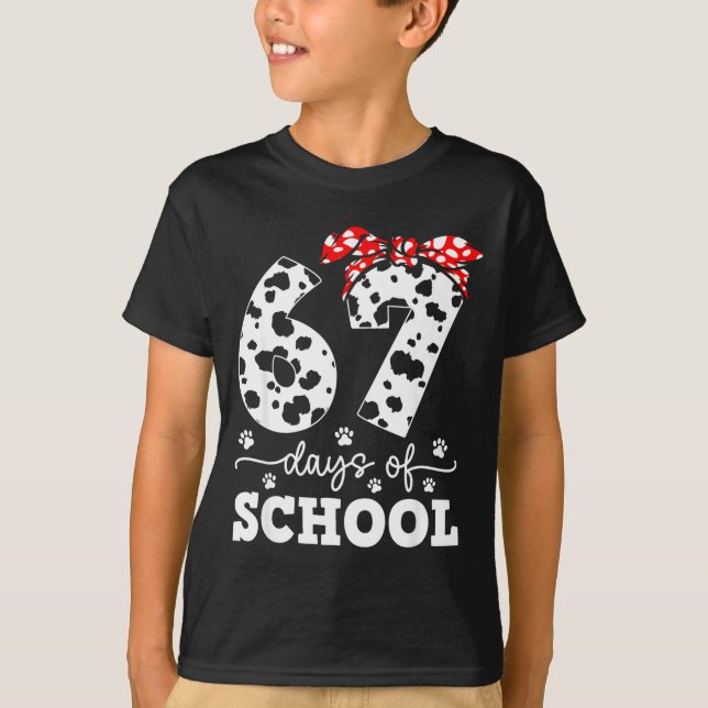 T-shirt Happy 67 Days School Cute Dog 67 Days Smarter Stud (Devant)