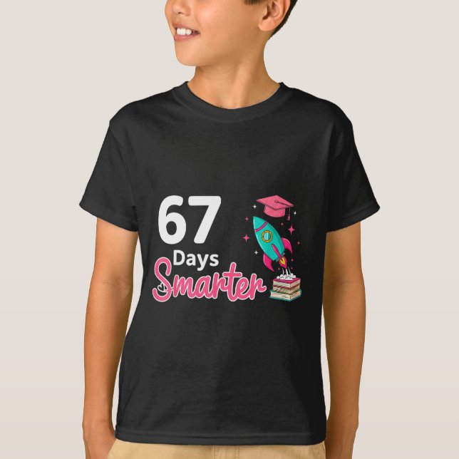 T-shirt Happy 67 Days Smarter School Student Teacher Kids  (Devant)