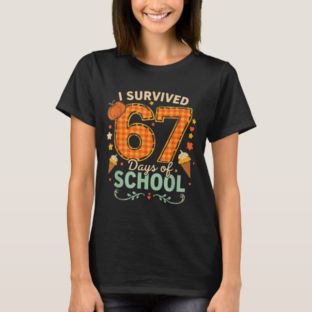 T-shirt Happy 67th Day Of School Funny Teacher Thanksgivin (Devant)