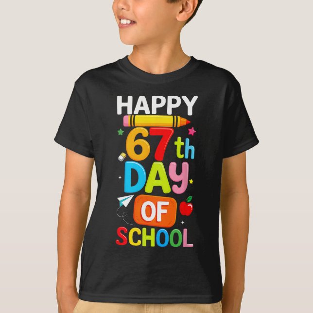 T-shirt Happy 67th Day Of School Teacher Kids Six Seven 6  (Devant)