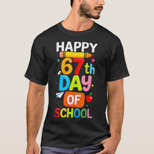 T-shirt Happy 67th Day Of School Teacher Kids Six Seven 6  (Devant)