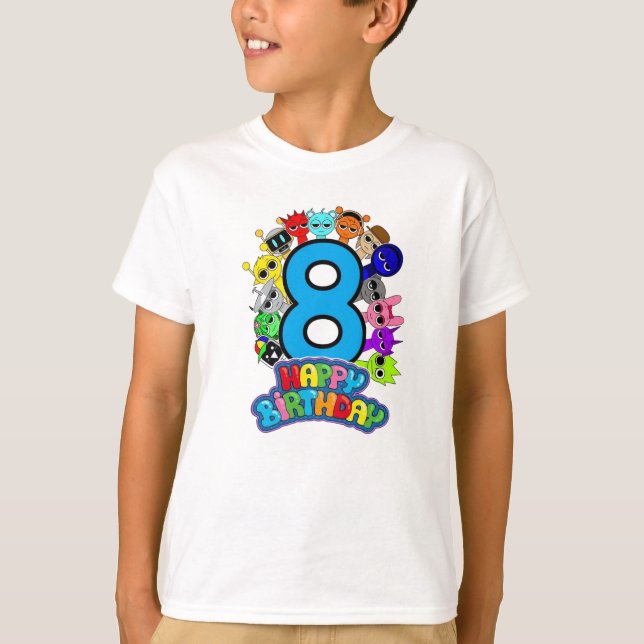 T-shirt Happy 8th Birthday Sprunki - Simon Oren Funbot (Devant)