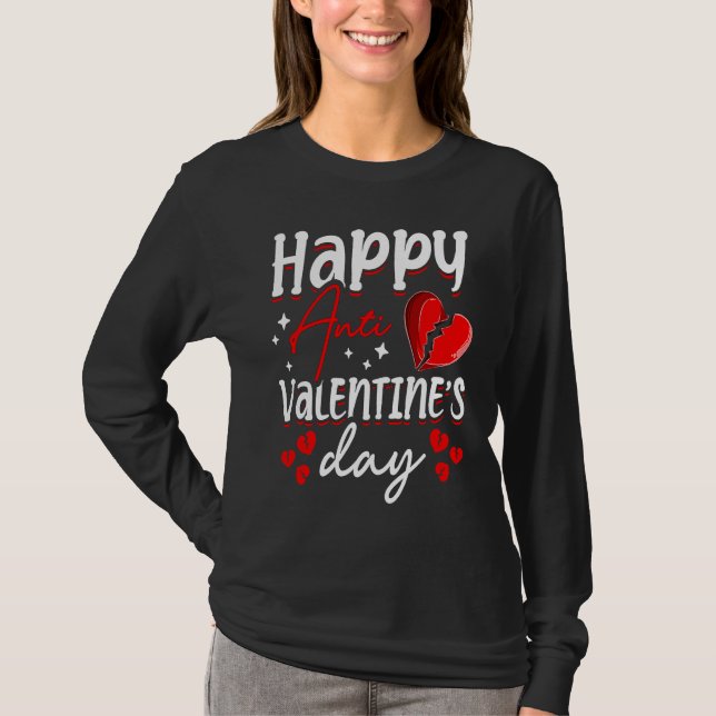 T-shirt Happy Anti Valentine's Day Haters Heart Broken Sin (Devant)