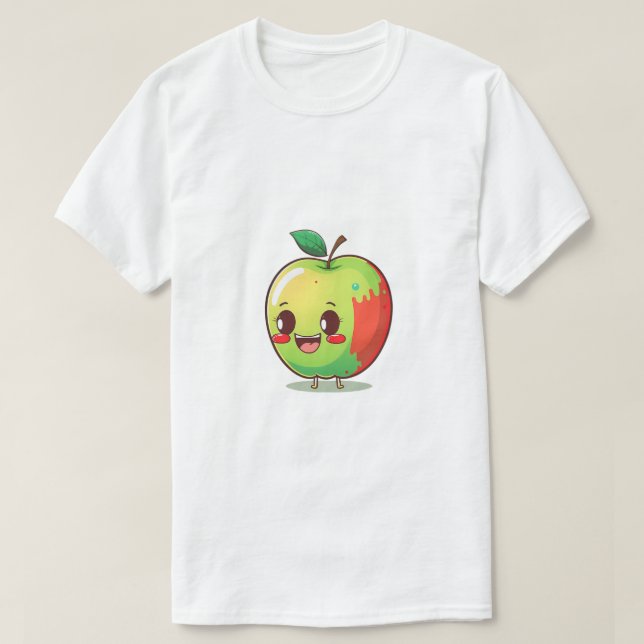 T-Shirt Happy Apple | Graphique de Fruit de Dessin (Design devant)
