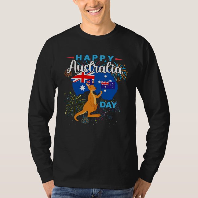 T-shirt Happy Australia Day Kangaroo Australia Flag Down U (Devant)