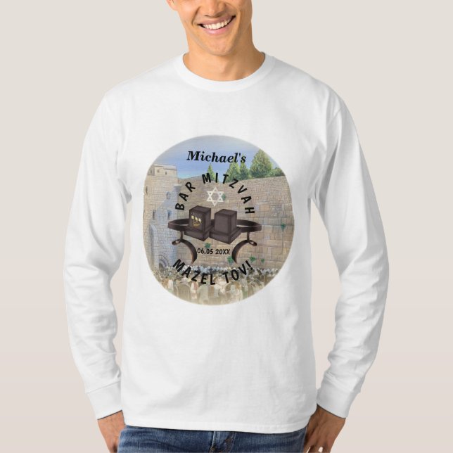 T-shirt Happy Bar Mitzvah Jerusalem Kotel Western Wall (Devant)