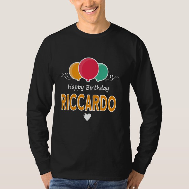 T-shirt Happy Birthday saying Riccardo (Devant)
