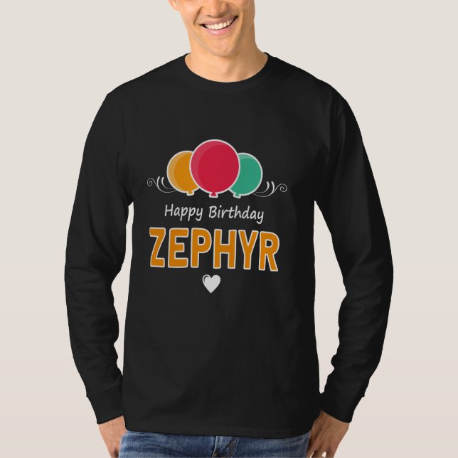 T-shirt Happy Birthday saying Zephyr (Devant)