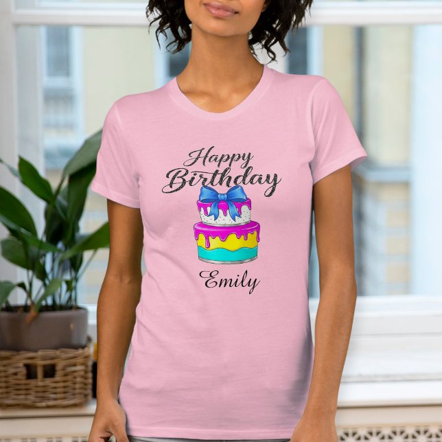 T-shirt Happy birthday shirt cake, Personalized  (Créateur téléchargé)