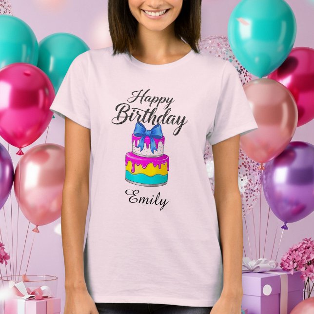 T-shirt Happy birthday shirt cake Personalized (Créateur téléchargé)