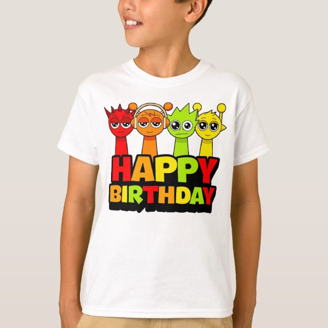 T-shirt Happy Birthday Sprunki - Simon Oren Raddy (Devant)