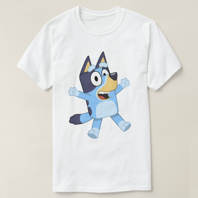 T-shirt Happy Blue Dog Jumping (Design devant)