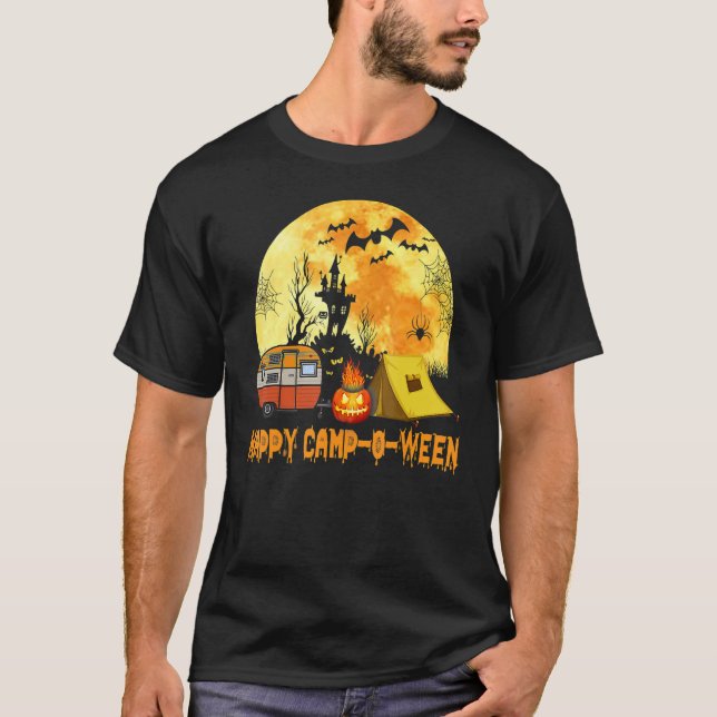 T-shirt Happy Camp O Ween Camper Halloween Camping Hallowe (Devant)
