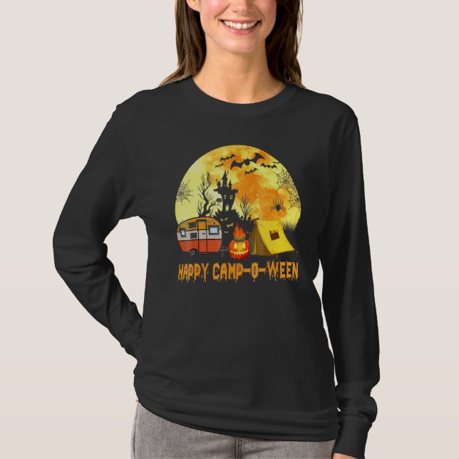 T-shirt Happy Camp O Ween Camping Halloweenf (Devant)