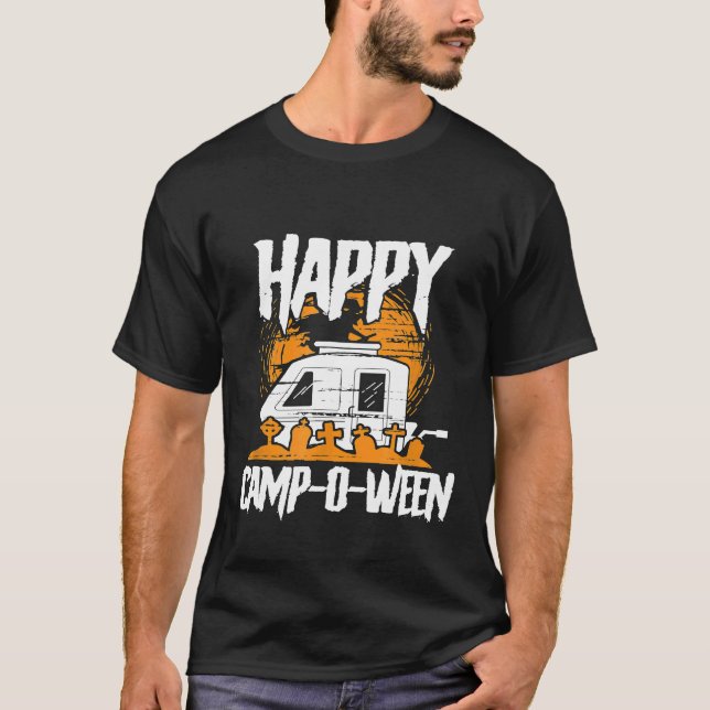 T-shirt Happy Camp O Ween Funny Camping Enthousiaste Hallo (Devant)