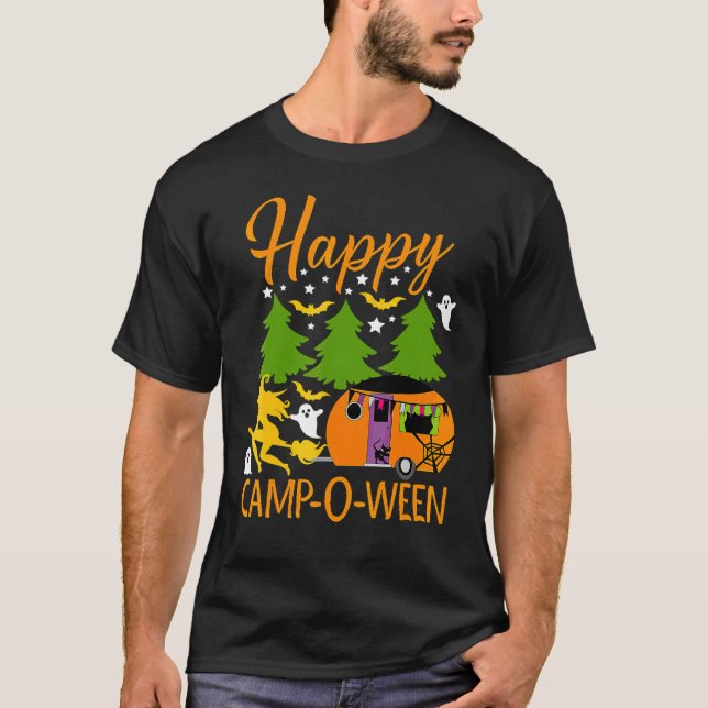 T-shirt Happy Camp O Ween Halloween Camping Camper (Devant)