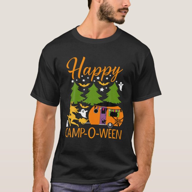 T-shirt Happy Camp-O-Ween Halloween Camping Camper (Devant)