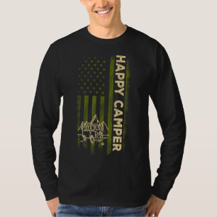 T-shirt Happy Camper American Flag Camping Hommes Femmes T
