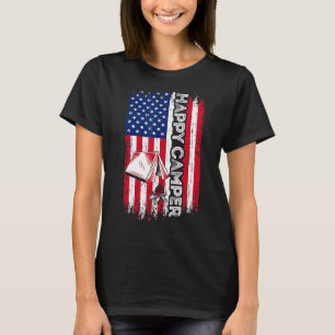 T-shirt Happy Camper American Flag Camping Randonnée Lover