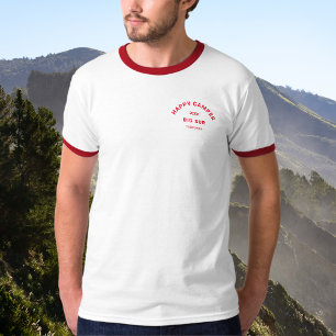 T-shirt Happy Camper Camp Weekend Retro Red Ringer