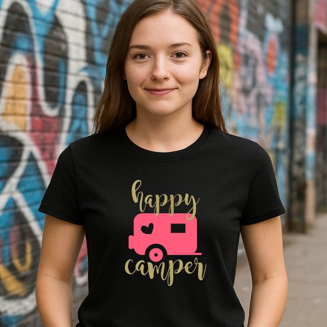 T-shirt Happy Camper - Camper Rose Coeur  (Créateur téléchargé)