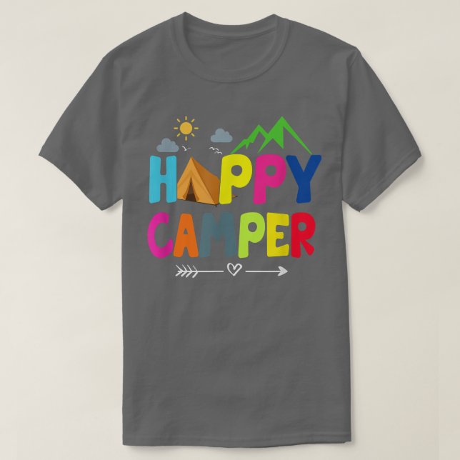 T-shirt Happy Camper Camping Drôle cadeau (Design devant)