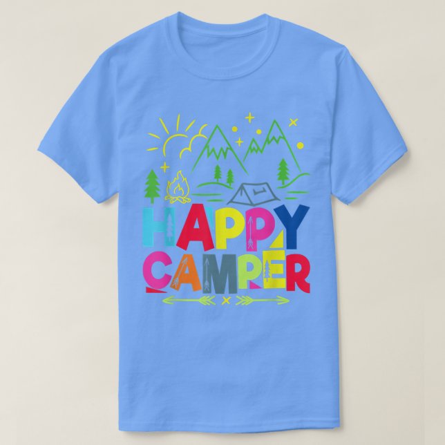 T-shirt Happy Camper Camping Drôle Cadeau Hommes Femmes (Design devant)