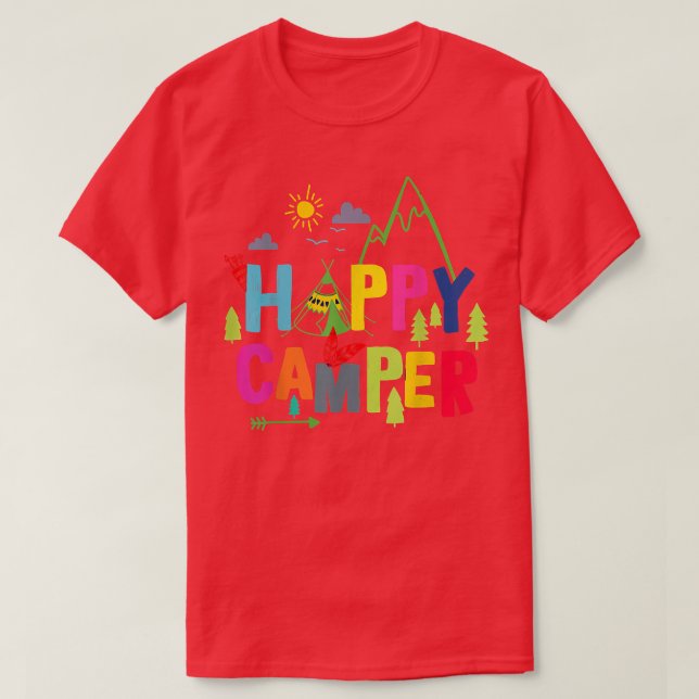 T-shirt Happy Camper Camping Drôle Hommes Femmes (Design devant)