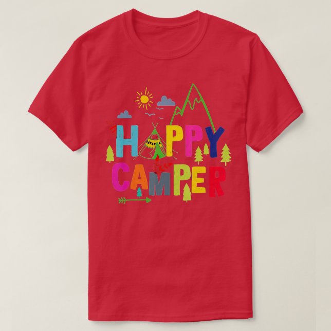 T-shirt Happy Camper Camping Funny Cadeaux Hommes Femmes E (Design devant)