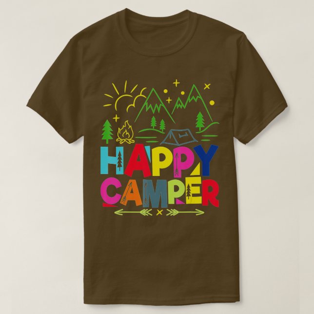 T-shirt Happy Camper Camping Funny Cadeaux Hommes Femmes J (Design devant)