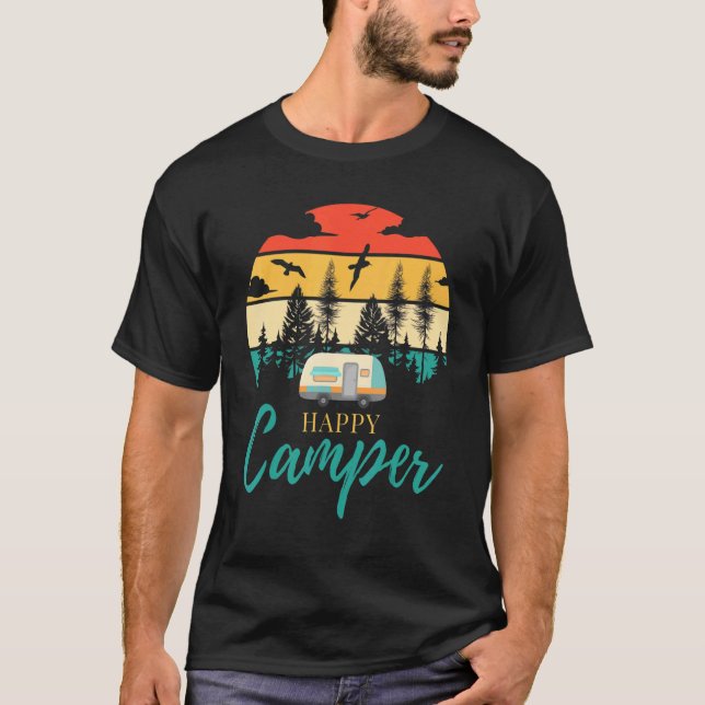 T-shirt Happy Camper Camping Hommes Femmes (Devant)