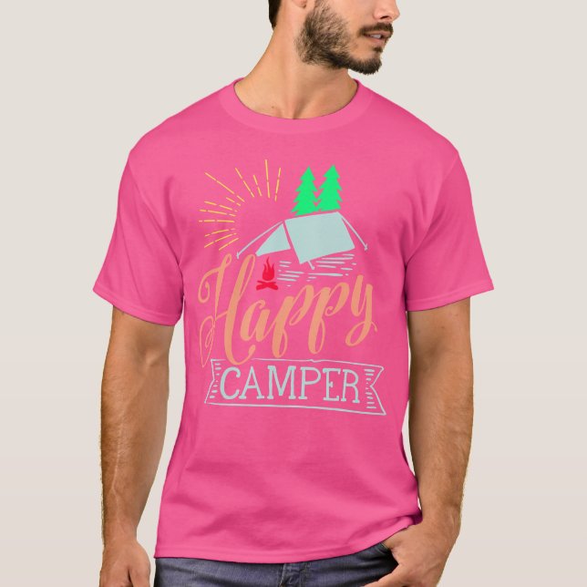T-shirt Happy Camper - Camping Pour Hommes Femmes Et Enfan (Devant)
