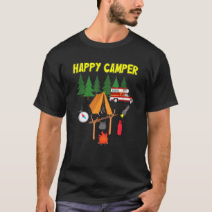 T-shirt Happy Camper Camping Tee Pour Hommes Femmes Et Enf