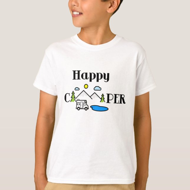 T-shirt Happy Camper Fun Nature (Devant)