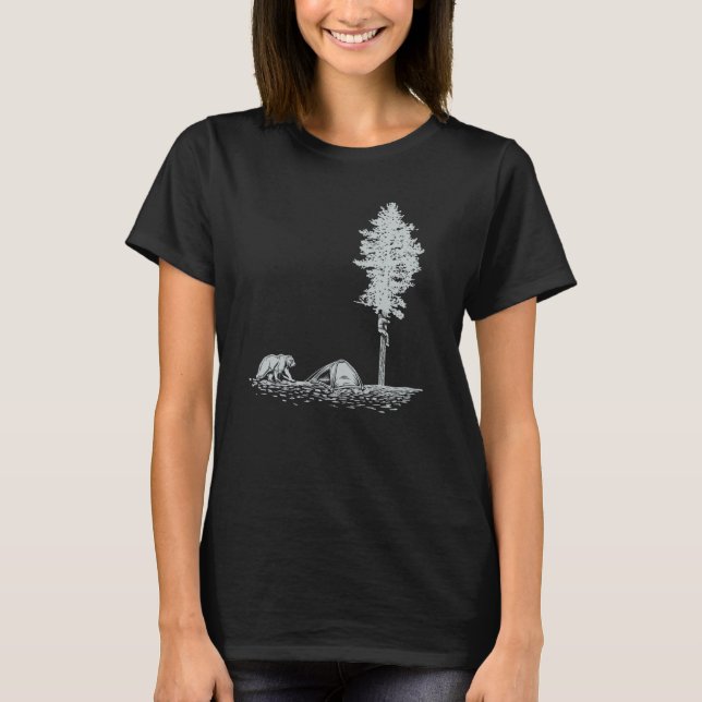 T-shirt Happy camper hiding in a tree from a bear (Devant)